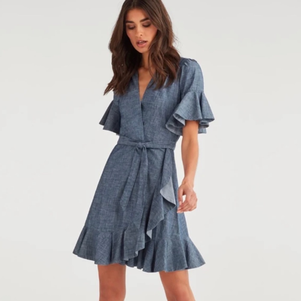 7 For All Mankind flutter sleeve wrap dress size small